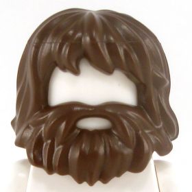 LEGO Hair with Beard and Mouth Hole, Dark Brown