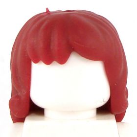 LEGO Hair, Female, Wavy and Thick, Dark Red (rubber)