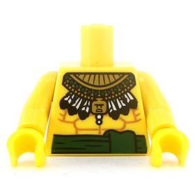 LEGO Torso, Bare Chest with Muscles, Green Sash and Feather Necklace