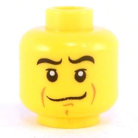 LEGO Head, Black Split Moustache, Bushy Eyebrows, Cheek Lines, Frowning [CLONE] [CLONE] [CLONE]