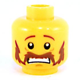 LEGO Head, Reddish Brown Moustache and Sideburns, Scared