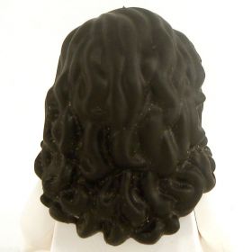 LEGO Hair, Female, Long and Wavy, Black (Rubber)