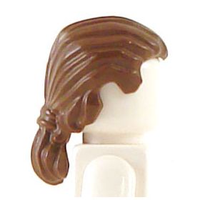 LEGO Hair, Male with Short Ponytail, Reddish Brown