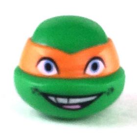 LEGO Head, Bright Green Turtle Head, Orange Mask