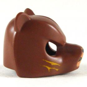 LEGO Head/Mask, Brown Bear, Cheek Scars
