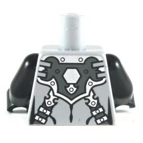 LEGO Torso, Gray Muscled Chestplate with Metal Highlights, Black Arms