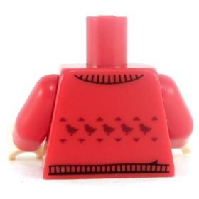 LEGO Torso, Red Sweater with Birds Pattern