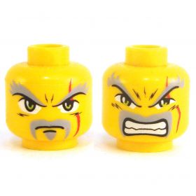 LEGO Head, Gray Moustache and Soul Patch, Scar, Serious/Angry