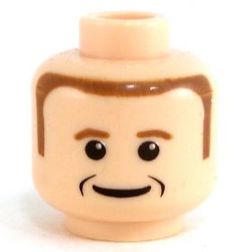 LEGO Head, Reddish Brown Hair, Thin Smile