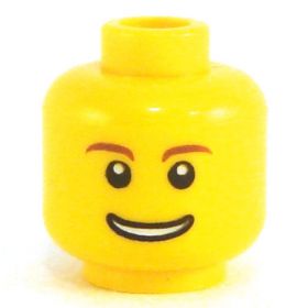 LEGO Head, Brown Eyebrows, Smile with Teeth
