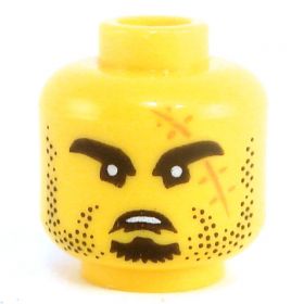 LEGO Head, Stubble and Goatee, Large Scar, Frowning