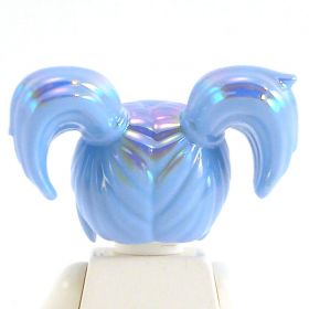 LEGO Hair, Female with Pigtails, Light Blue with Irridescent Shine