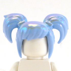 LEGO Hair, Female with Pigtails, Light Blue with Irridescent Shine