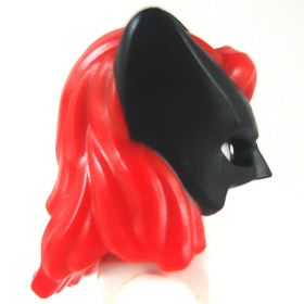 LEGO Hair, Female, Long and Straight, Red with Black Mask