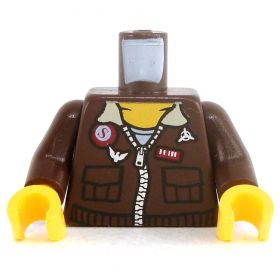 LEGO Torso, Dark Brown Jacket, Eagle Emblem on Back