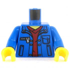 LEGO Torso, Blue Jacket over Dark Red Shirt