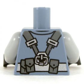 LEGO Torso, Female, Sand Blue with Light Bluish Gray Arms, Straps and Pouches