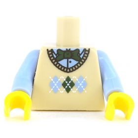 LEGO Torso, Tan Argyle Sweater Vest over Blue Shirt