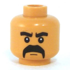 LEGO Head, Medium Flesh, Long Black Moustache