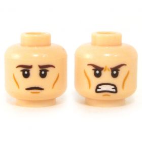 LEGO Head, Brown Eyebrows, Cheek Lines