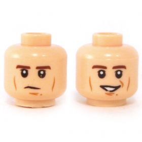 LEGO Head, Flesh, Brown Eyebrows and Cheek Lines