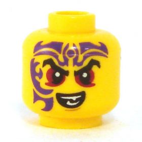 LEGO Head, Dark Red Eyes, Dark Purple Tattoo, Open Mouth