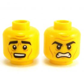 LEGO Head, Black Eyebrows, Wrinkles, Smiling/Angry
