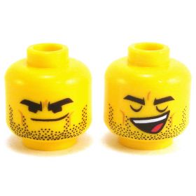 LEGO Head, Beard Stubble, Missing Tooth, Open Grin / Frown [CLONE]