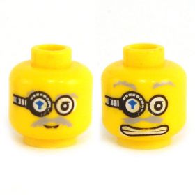 LEGO Head, Gray Eyebrows and Moustache, Eye Piece