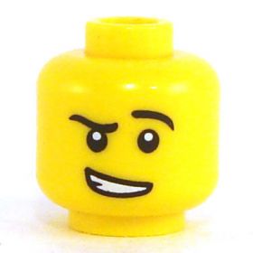 LEGO Head, Raised Eyebrow and Crooked Grin