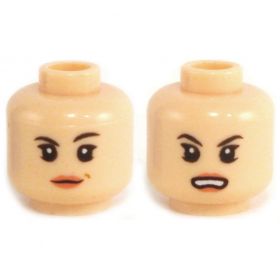 LEGO Head, Female, Light Flesh, Smiling/Disgruntled