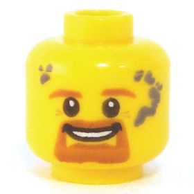 LEGO Head, Brown Eyebrows, Goatee, and Moustache, Dirt on Face