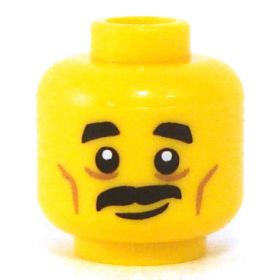 LEGO Head, Black Hair and Thick Moustache, Angry Face [CLONE]