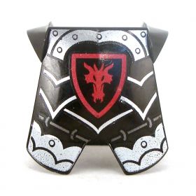 LEGO Breastplate with Leg Protection, Black and Silver with Red Dragon Head
