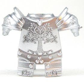 LEGO Plate Armor, Breastplate with Shoulder and Leg Protection, Ornate Silver Tree Design