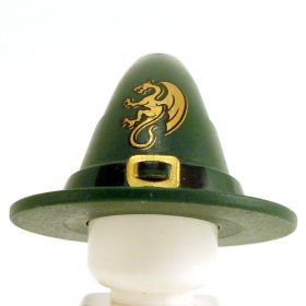 LEGO Wizard/Witch Hat, Dark Green with Gold Dragon