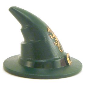 LEGO Wizard/Witch Hat, Dark Green with Gold Dragon