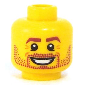 LEGO Head, Brown Eyebrows and Beard Stubble, Crow's Feet