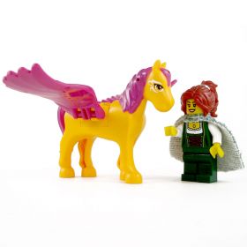 LEGO Pegasus, Golden Yellow and Magenta, Rounded Features