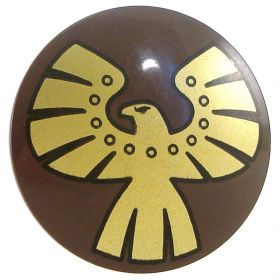 LEGO Minifig Shield - Round with Rounded Front and Gold Eagle Print