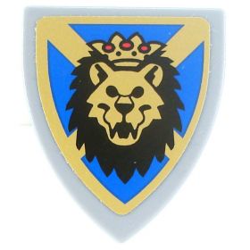 LEGO Shield, Triangular with Lion Head on Blue and Gold Background, Printed