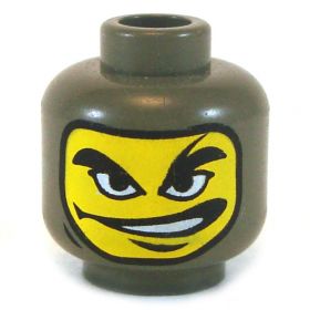 LEGO Head, Gray Balaclava, Wide Smile