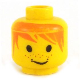 LEGO Head, Messy Orange Hair, Freckles
