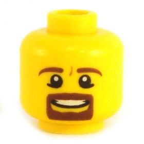 LEGO Head, Brown Eyebrows, Moustache and Goatee, Smiling