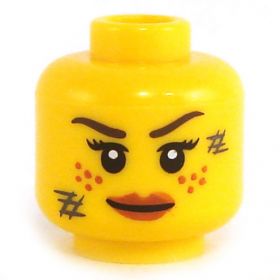 LEGO Head, Female, Freckles, Scratches / Bruises, Smiling