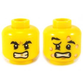 LEGO Head, Arched Eyebrows, White Teeth with Gold Tooth and Stubble [CLONE]