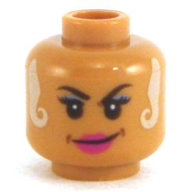 LEGO Head, Female, Medium Flesh with White Hair, Pink Lips and Smile