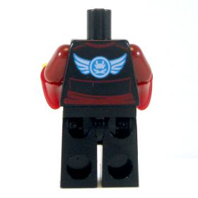 LEGO Black Outfit with Dark Red Flared Sleeves, Bird Design