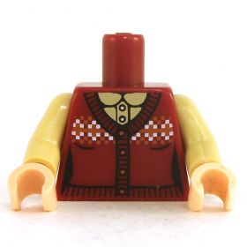 LEGO Torso, Female, Dark Red Sweater Vest over Tan Shirt