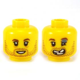 LEGO Head, Brown Stubble, Smiling / Smiling Through the Pain